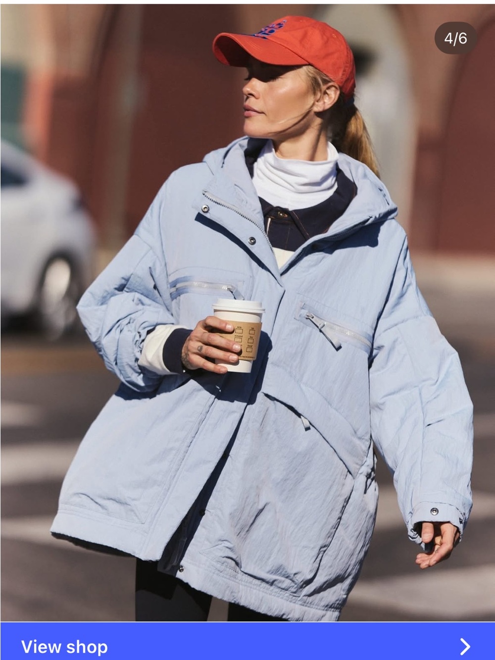 FP Movement by Free People Oversized Pale Blue Hooded Puffer Jacket
